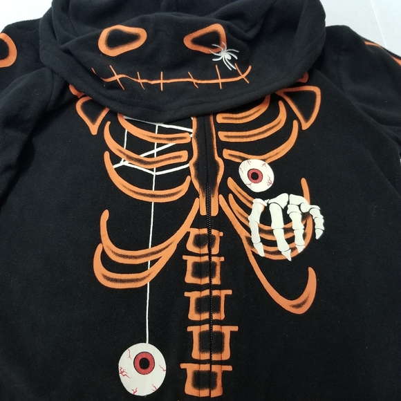 Cat & Jack Fleece Skeleton Spider Zip Up Sleepsuit Sleeper Onesie PJ M NWT New - Picture 4 of 5